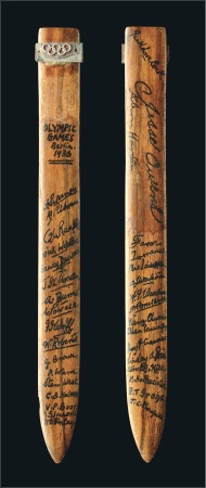 Stamp of Olympics Miscellaneous: Wooden letter opener signed by 34 d