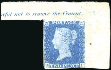 Stamp of Great Britain » 1840 2d Blue (ordered by plate number) 1840 2d Blue pl.1 AL, unused with no gum, from the