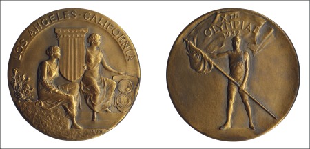 Stamp of Olympics 1932 Los Angeles participation medal in bronze, 60