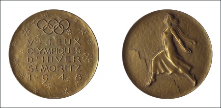 Stamp of Olympics » 1948 St. Moritz 1948 St. Moritz participation medal in bronze with