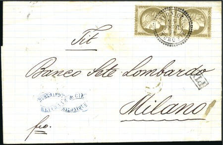 Stamp of France 30c Cérès en paire obl. càd perlé Salonique 25 fev