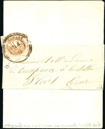 Stamp of France 1870 2c Bordeaux Report 2, au filet en haut, obl. 