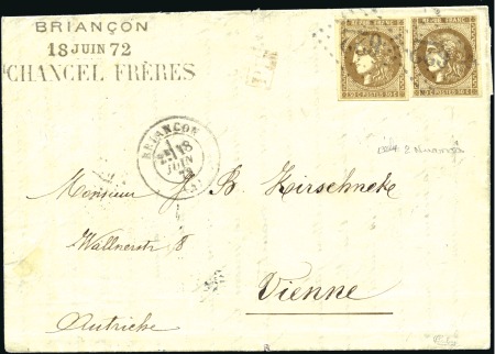 Stamp of France 1870 30c Bordeaux, deux nuances différentes sur le