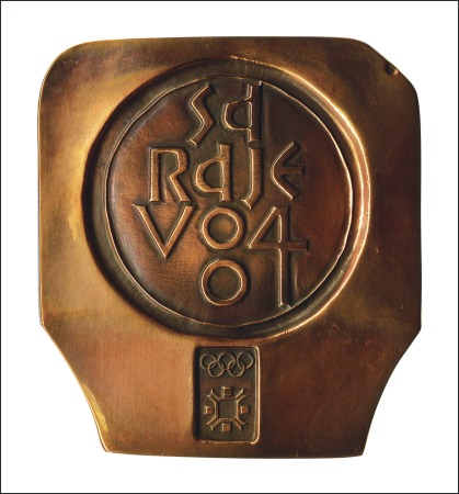 Stamp of Olympics 1984 Sarajevo participation medal, medium size in 