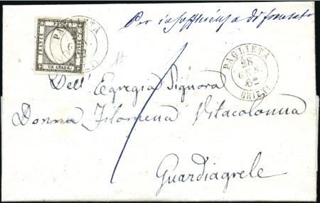 Stamp of Italian States » Naples 1861 1gr Black tied by clear PAGLIETTA CHIETI 28 G