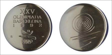 Stamp of Olympics 1992 Barcelona participation medal in burnished co