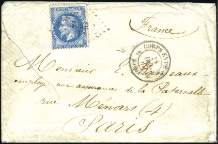 Stamp of France 20c Lauré obl. CER2 sur enveloppe (fente) du Corps