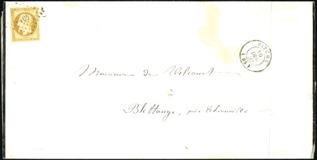 Stamp of France 1852 10c Présidence, bien margé, obl. PC401 sur fa