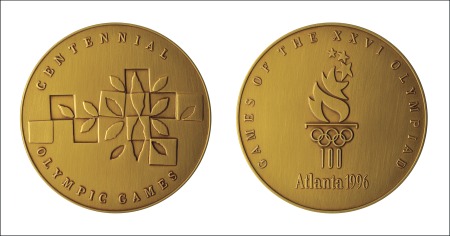 Stamp of Olympics 1996 Atlanta participation medal in bronze with or