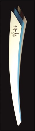 Stamp of Olympics 2000 Sydney official torch, tree layers consisting