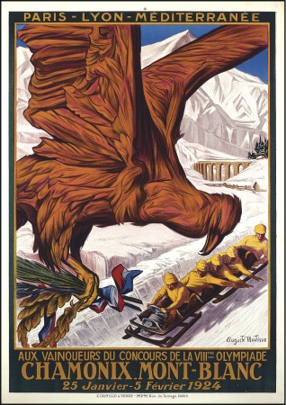 Stamp of Olympics » 1924 Chamonix 1924 Chamonix official poster depicting an eagle s