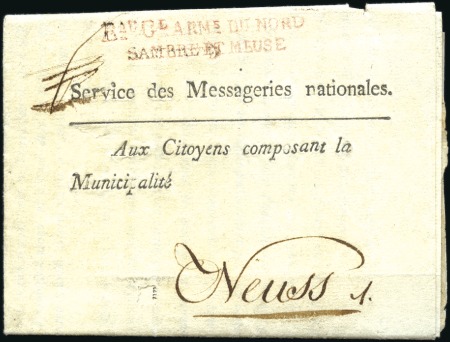 Stamp of France 1794-95, Groupe de 5 lettres avec MP d'armée dont 