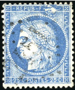 Stamp of France Yv. 60C avec grosse tâche de juin 1872, obl., TB, 