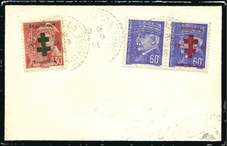 Stamp of France » Libération PROVINS Surcharge rouge renversée tenant à non sur