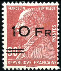Stamp of France 1928 Ile de France 10F sur 90c Berthelot, neuf san