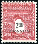 Stamp of France 1945 Série Arc de Triomphe avec chiffre en noir, v