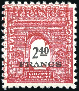 Stamp of France 1945 Série Arc de Triomphe avec chiffre en noir, v