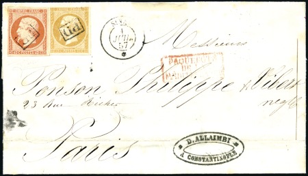 Stamp of Auction catalogues SINAI: Càd du 1 JUIN 57 sur lettre de Constantinop