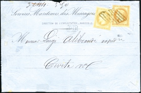 Stamp of Auction catalogues GRILLE DE CIVITA VECCHIA sur Empire Lauré 40c et 1