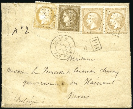 Stamp of Auction catalogues LIGNE M PAQ. FR N°2 du 22 AOUT 72 sur lettre pour 