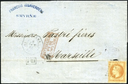 Stamp of Auction catalogues SMYRNE PAQ. FR. X N°2: Lettre de Smyrne pour Marse