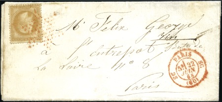 Stamp of France Rarissime étoile rouge sur 10c Lauré avec càd Pari