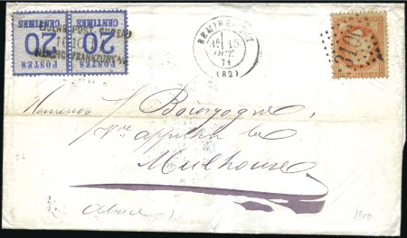 Stamp of France » Guerre de 1870-1871 Alsace-Lorraine : Double affranchissement avec 40c