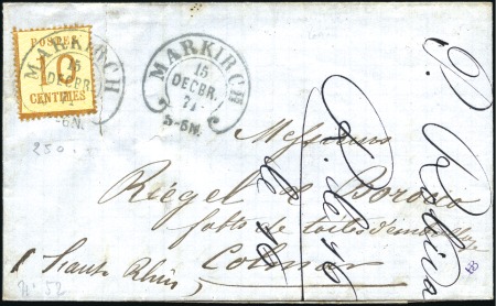 Stamp of France » Guerre de 1870-1871 Alsace-Lorraine : 10c obl. Markirch 15.12.71 sur l
