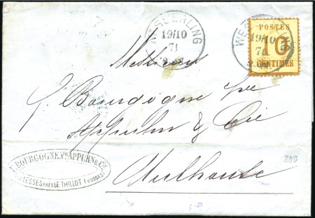 Stamp of France » Guerre de 1870-1871 Alsace-Lorraine : 10c obl. Wesserling 19.10.71 de 