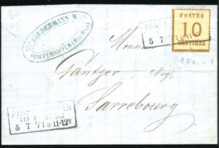 Stamp of France » Guerre de 1870-1871 Alsace-Lorraine : 10c obl. Pfaffenhoffen encadré 5