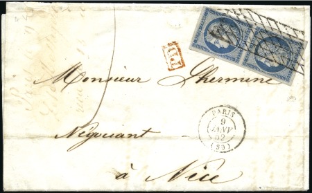 Stamp of France 1849 25c Cérès en paire avec très belles marges ob