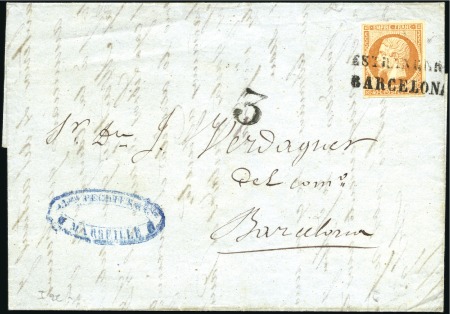 Stamp of France 40c Empire ND obl. espagnole ESTRANGERO BARCELONA 