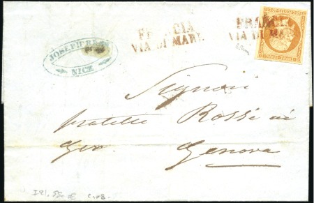 Stamp of Auction catalogues 40c Empire ND obl. FRANCIA VIA DI MARE en rouge su