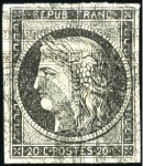Stamp of France 1849 20c, +40 essais de couleurs, coussinets, à no