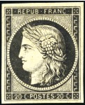 Stamp of France 1849 20c noir avec variété impression recto-verso,