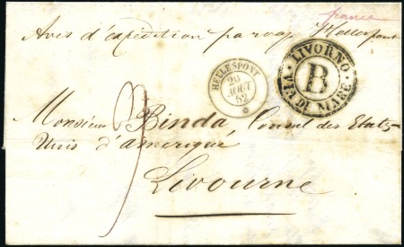 Stamp of Auction catalogues HELLESPONT: Càd du 30 AOUT 1852 sur lettre de Mars