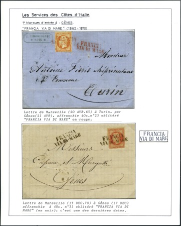Stamp of Auction catalogues COLLECTION - ITALIE: 1865-70 Lot de huit lettres m