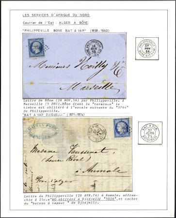 Stamp of Auction catalogues COLLECTION - AFRIQUE DU NORD: 1859-76 Lot de 14 le