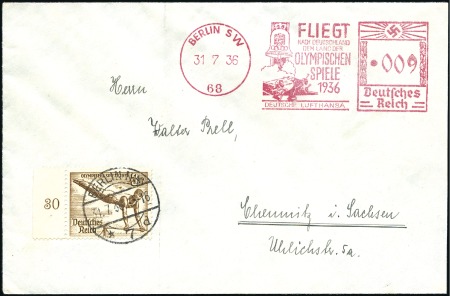 Stamp of Olympics » 1936 Berlin » Special Postmarks 1936 Berlin "Fliegt nach Deutschland dem land der 