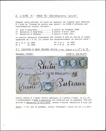 Stamp of Auction catalogues LIGNE N: 1869-76, Ensemble exceptionnelle de 20 le