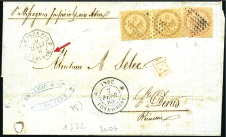 Stamp of Auction catalogues ETAB. F. INDE PAQ. F. /ERYMAN, Càd du 8 FEV 65 sur