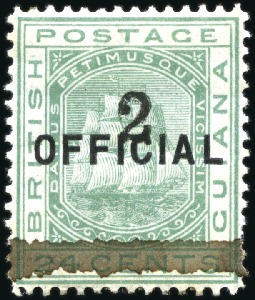 Stamp of British Guiana 1881 2 on 24c Official (SG O12), mint large part o