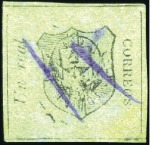 Stamp of Dominican Republic 1865 1/2r Black on rose, 1r Black on deep green, w
