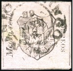 Stamp of Dominican Republic 1865 1/2r Black on rose, 1r Black on deep green, w