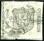 Stamp of Dominican Republic 1865 1/2r Black on pale green, 1r Black on straw, 