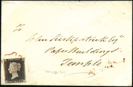 Stamp of Great Britain » 1840 1d Black and 1d Red plates 1a to 11 1840 (May 19) Wrapper sent within London with 1d b