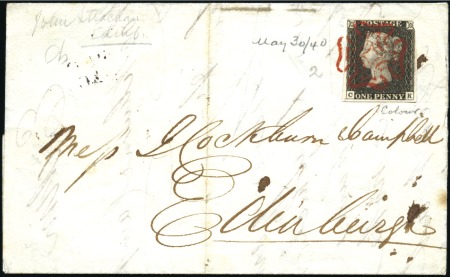 Stamp of Great Britain » 1840 1d Black and 1d Red plates 1a to 11 1840 (May 30) Lettersheet sent within Edinburgh wi