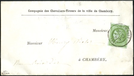 Stamp of France Rarissime usage du 5c Bordeaux seul obl. càd Chamb