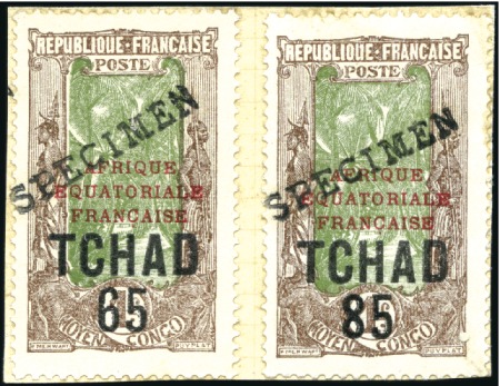 Stamp of Colonies françaises » Tchad 1925-30, Lot de 21 timbres du Tchad avec surcharge