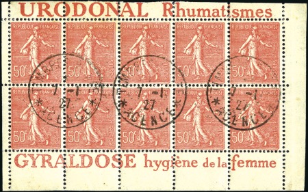 Stamp of France » Carnets Yv. 199 URODONAL en bloc de 10 avec tampon de l'Ag